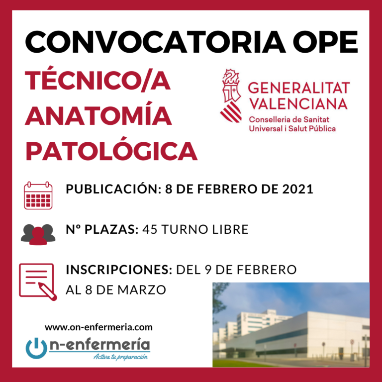 convocatoria técnico anatomía patológica Valencia