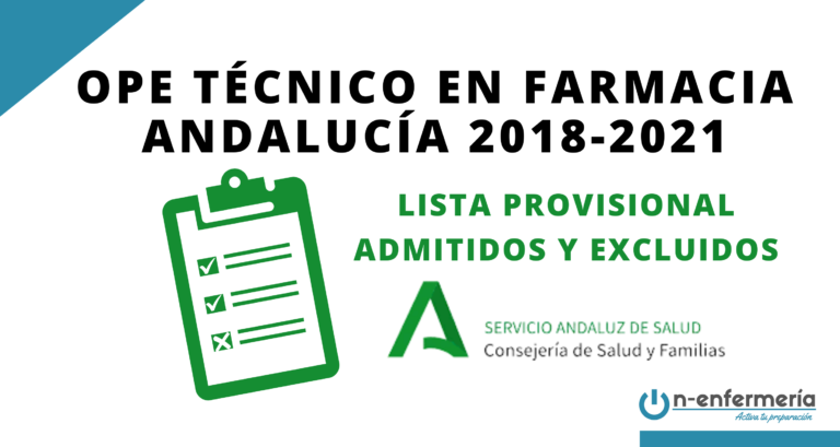 Listas provisionales de admitidos y excluidos OPE Técnico en Farmacia Andalucía 2018-2021