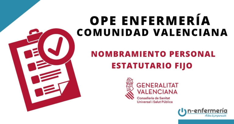 Nombramiento personal estatutario fijo enfermería Comunidad Valenciana